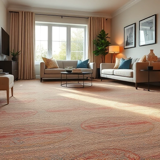 Cozy living room in Ann Arbor with a perfectly stretched carpet showcasing vibrant colors and modern decor.