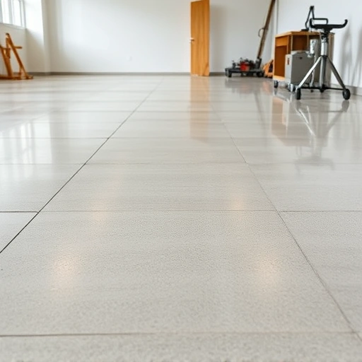Pristine polished concrete floor in Ann Arbor MI, showcasing craftsmanship and a clean organized workspace.