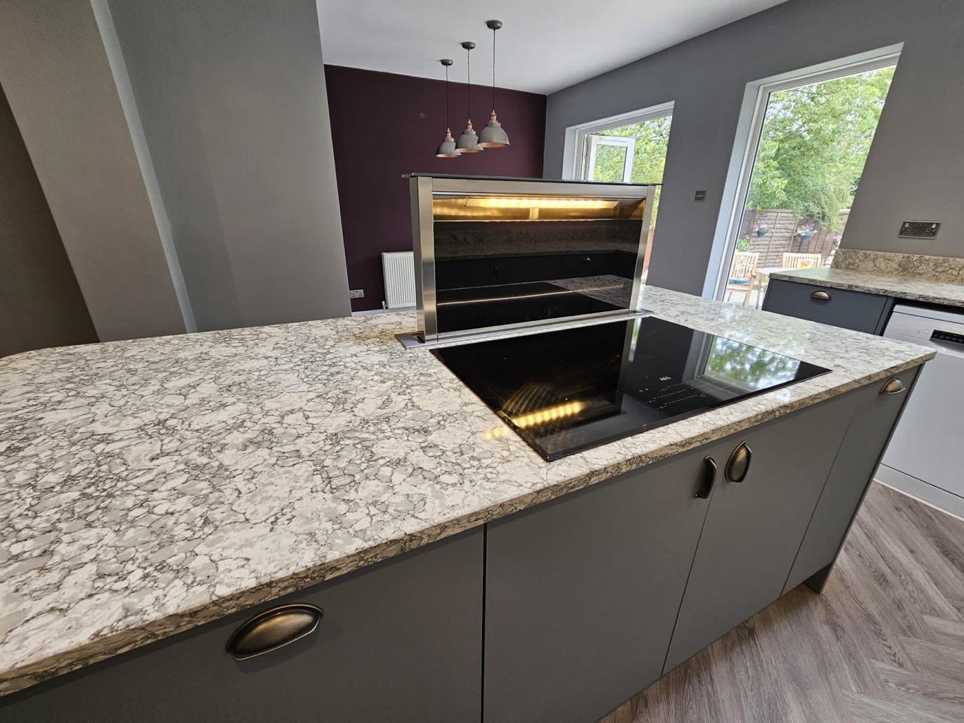 Wren kitchen with herringbone flooring