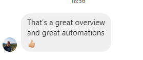 Client feedback screenshot