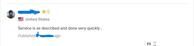 Client feedback screenshot