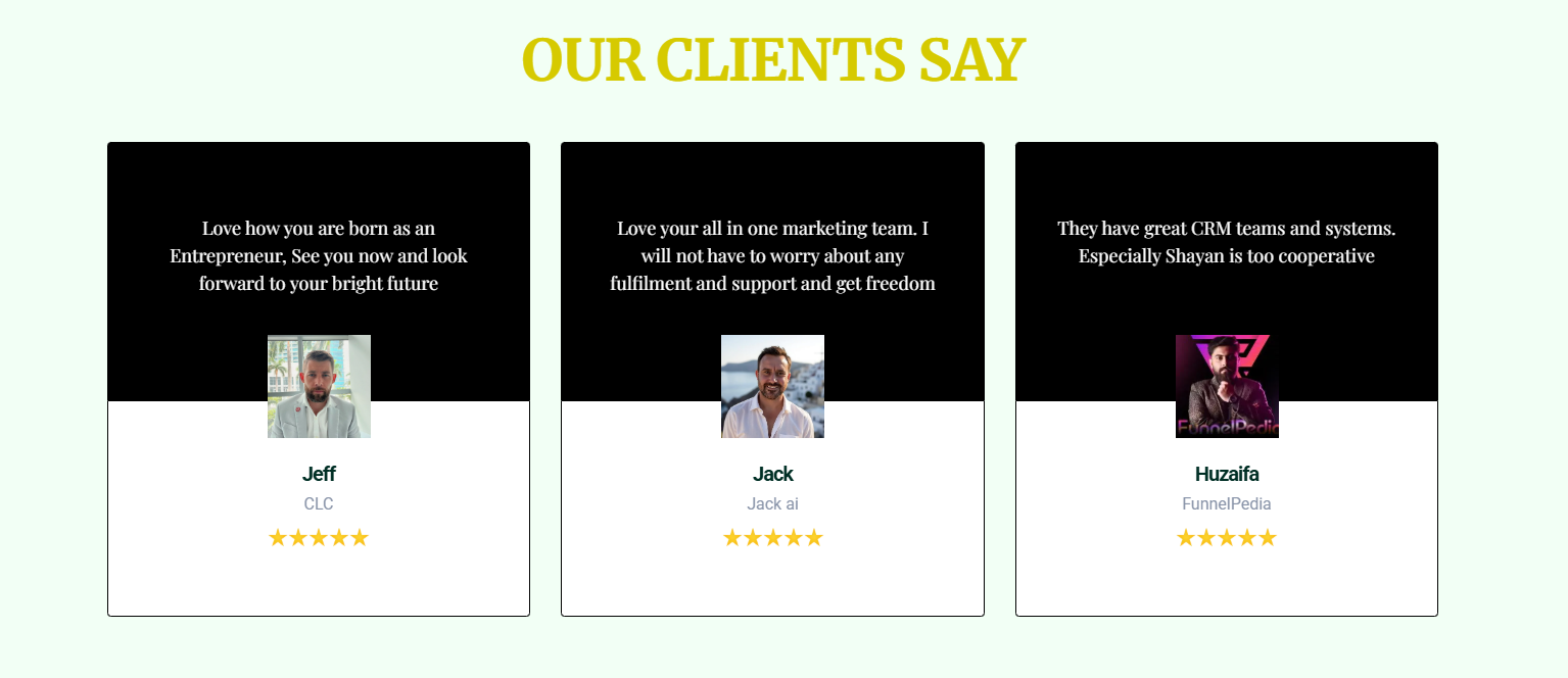 Client feedback screenshot