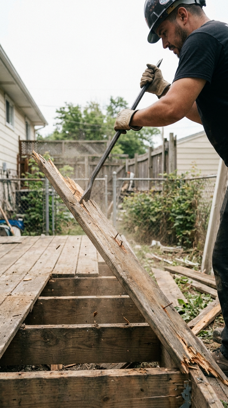 Deck demolition Billings MT — rotting deck removal and haul-away