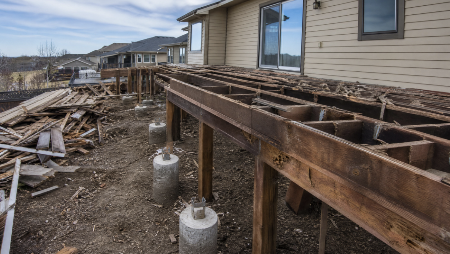 Demolished deck lumber loaded in Breach and Clear trailer Billings MT