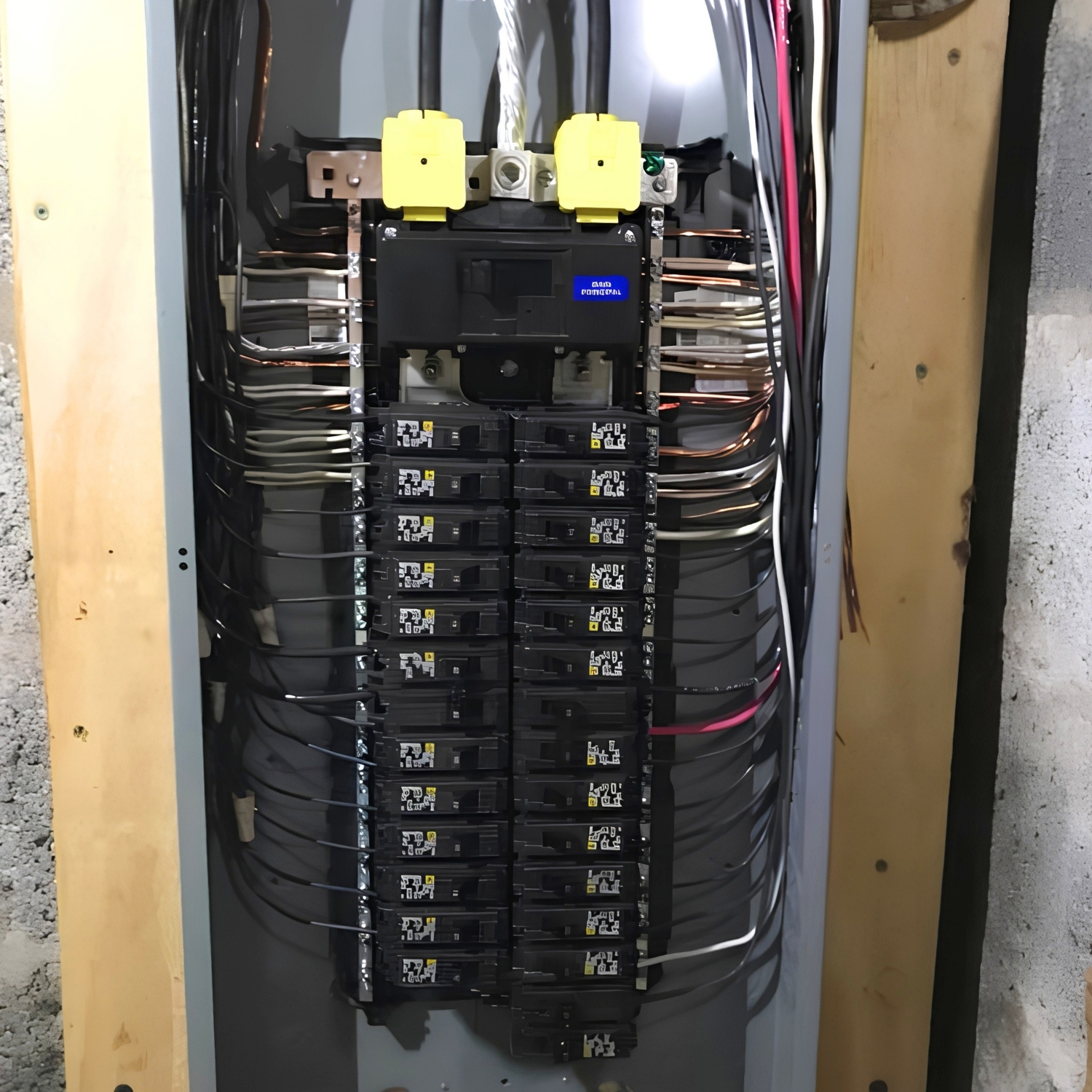 Electrical panel with organized branch-circuit wiring