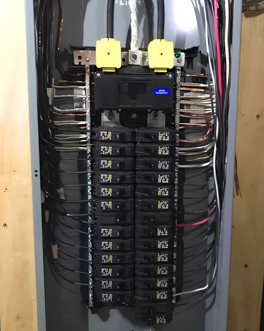 Electrical panel with organized branch-circuit wiring