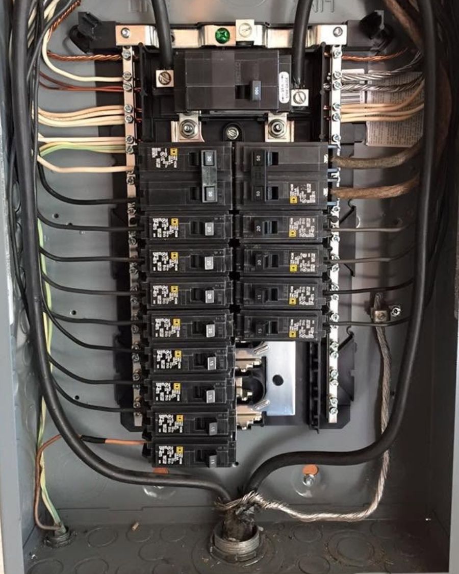 Electrical service panel and breakers