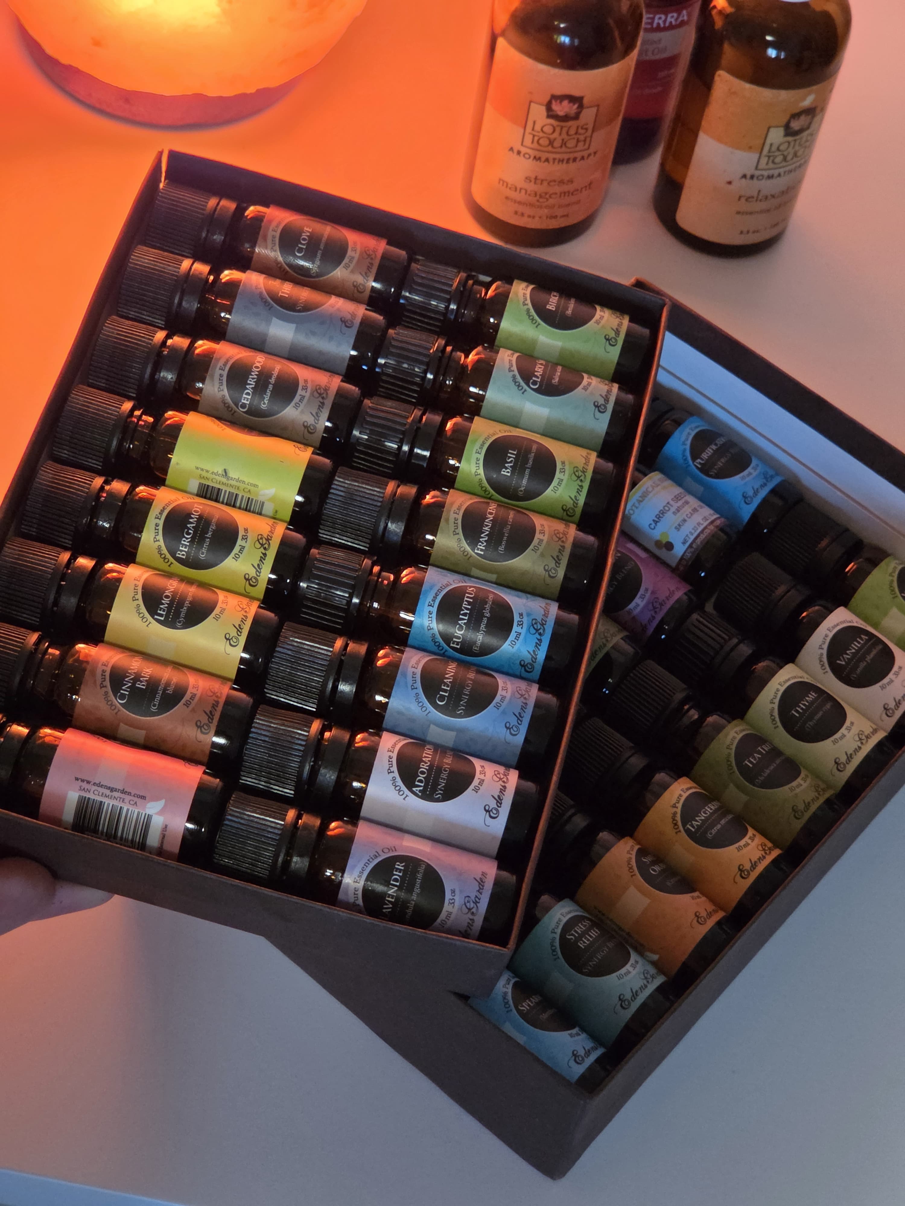 Overhead view of the essential oils library