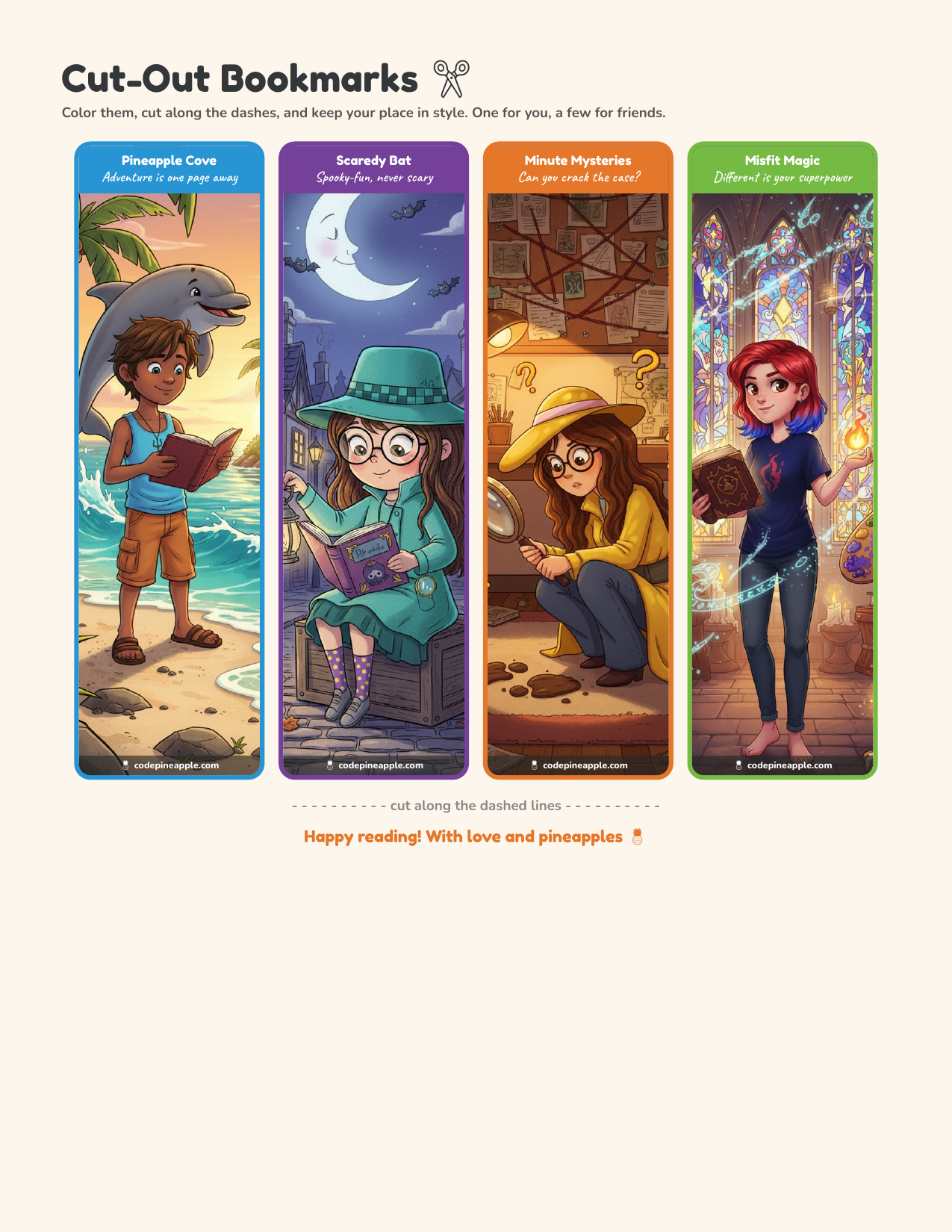 Cut-out character bookmarks