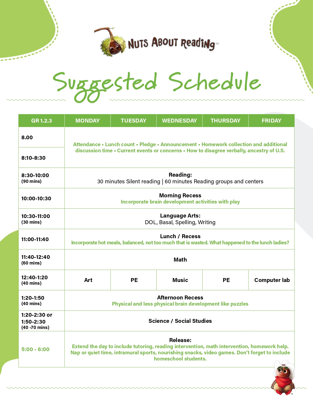 Updated School Schedule