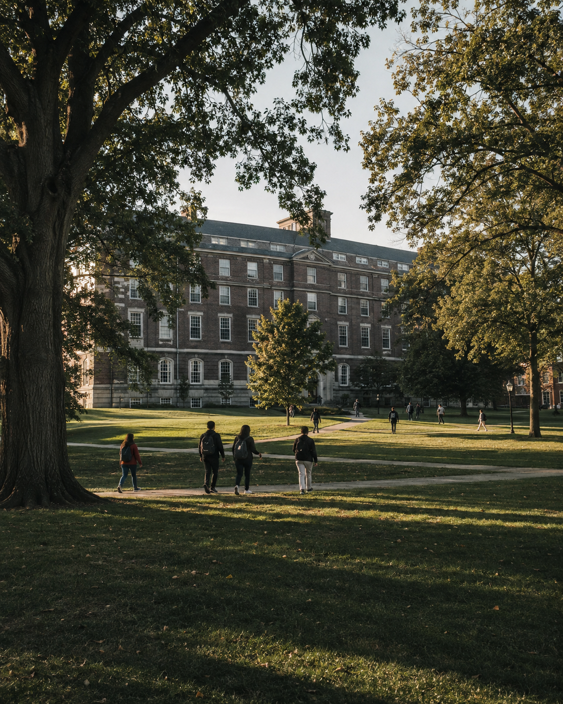 University students on campus quad