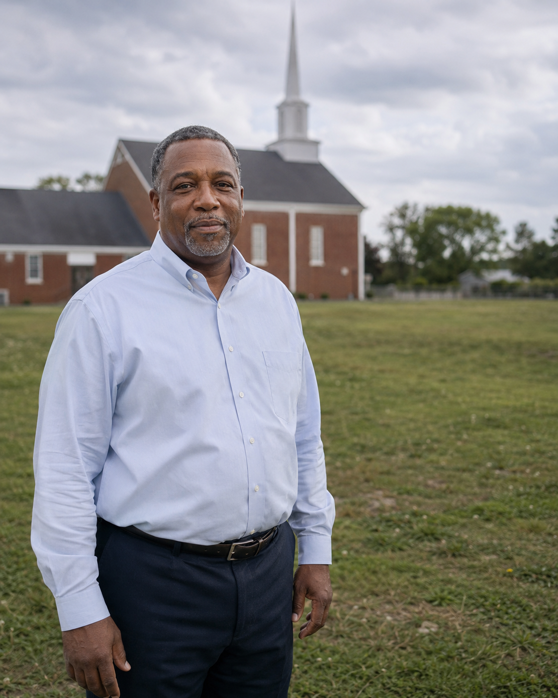 Pastor on church grounds