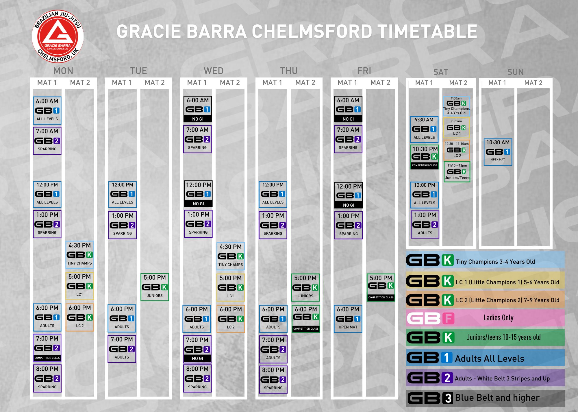 Gracie Barra Chelmsford Timetable