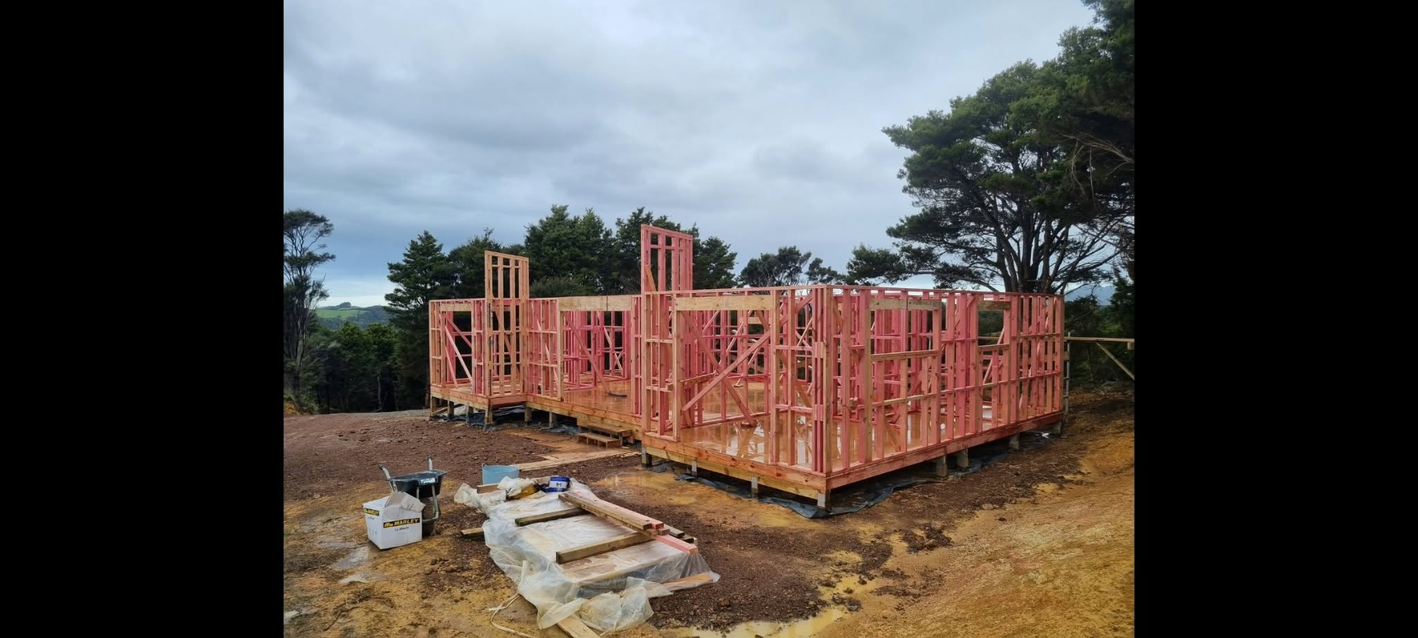 Residential Extension & Subfloor Framing Build - Frame stood ready for trusses.