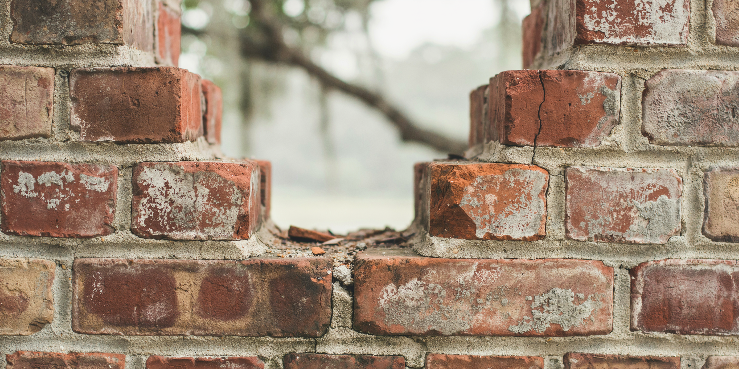 Weathered, crumbling chimney mortar