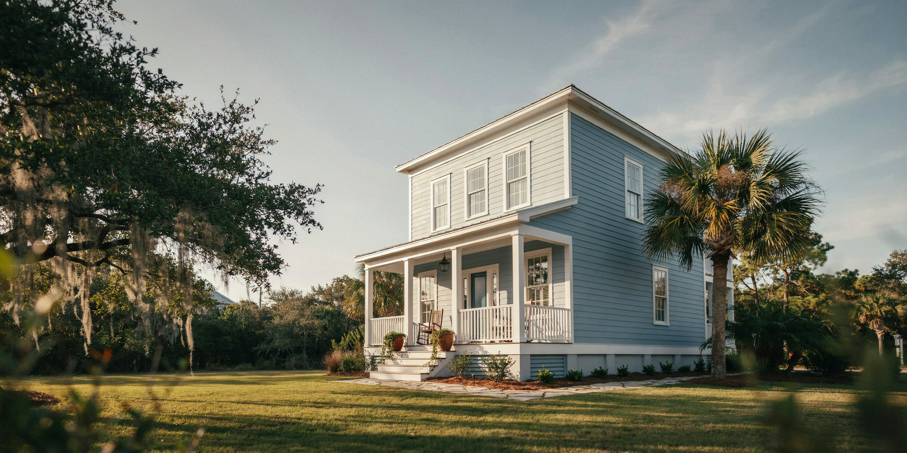 Freshly painted lowcountry home exterior