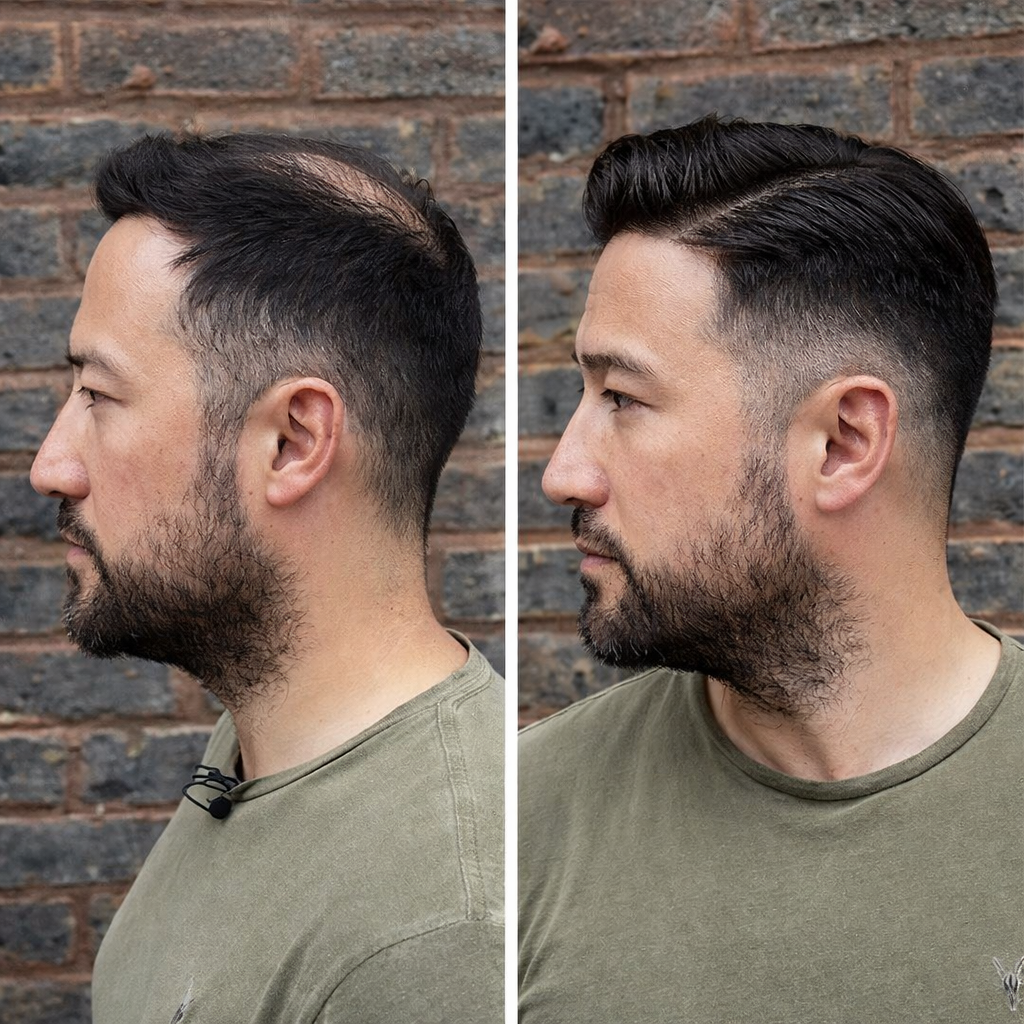 Natural men’s hair system results at Trendsetter Hair Clinic Kingston