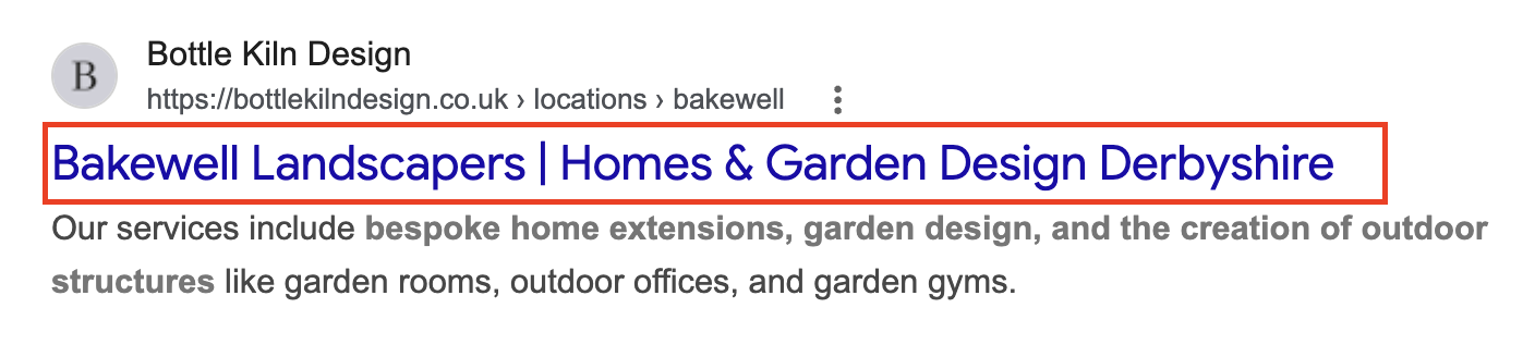 Google search result highlighting the page title in search results. Google search result highlighting the page title in search results.
