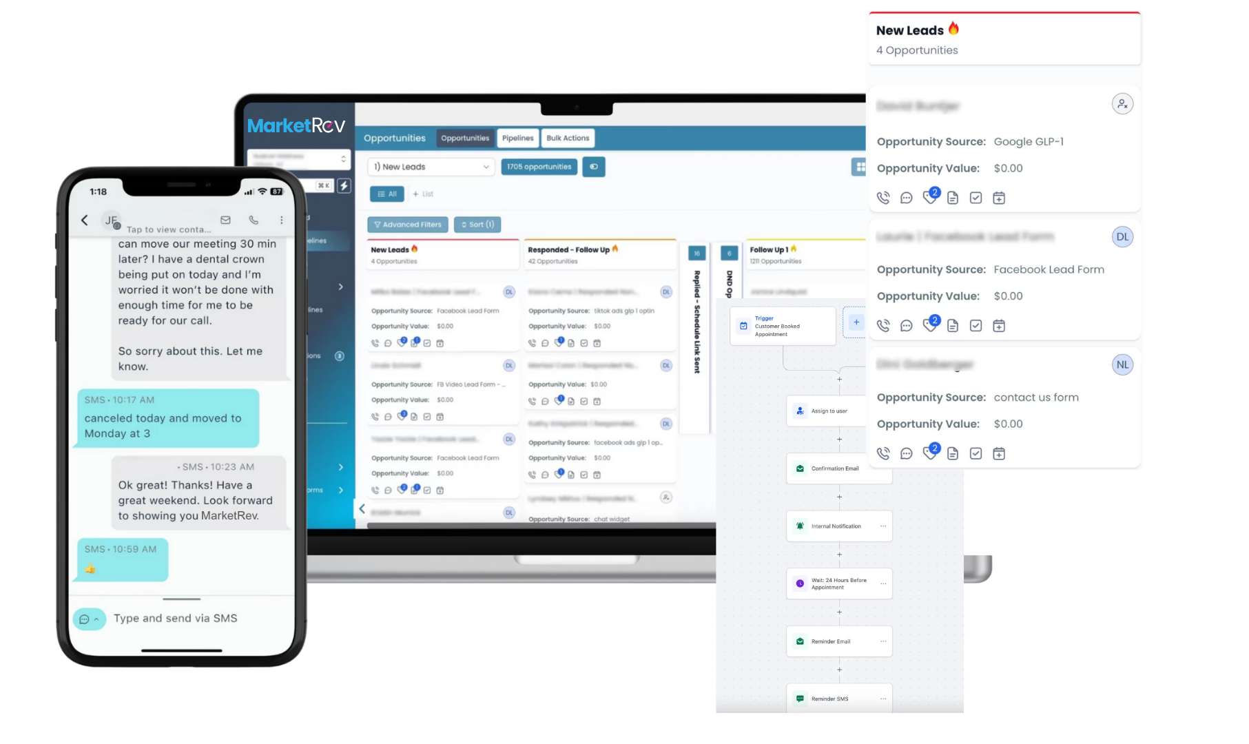 Multiple Images showing screenshots of the MarketRev Software Platform