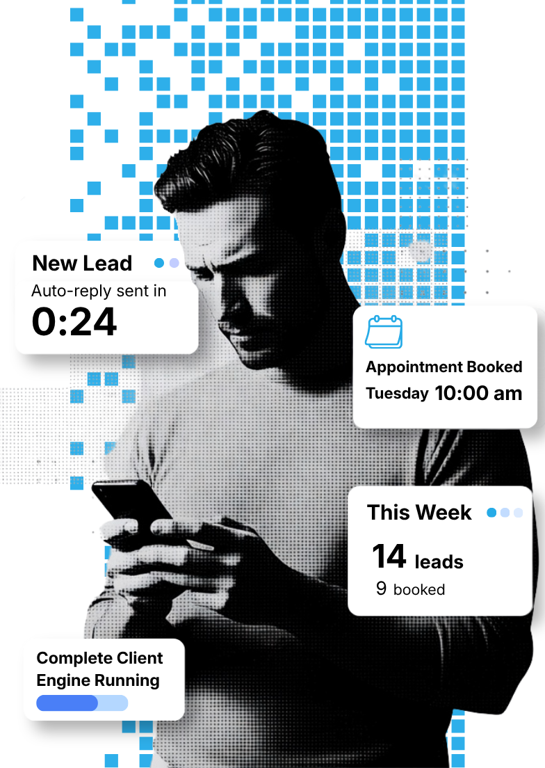 Image of Business Owner on Cell Phone