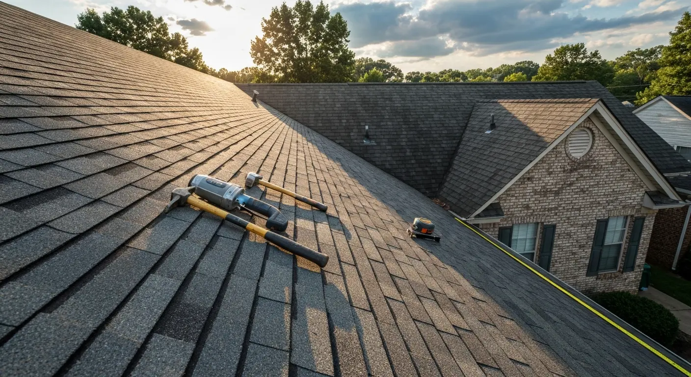 Storm damage roof repair in Murfreesboro