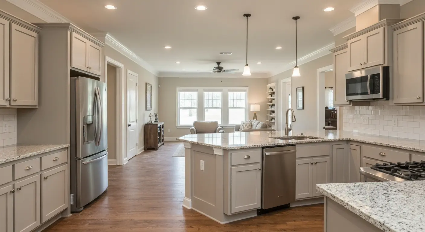 Open kitchen and living room