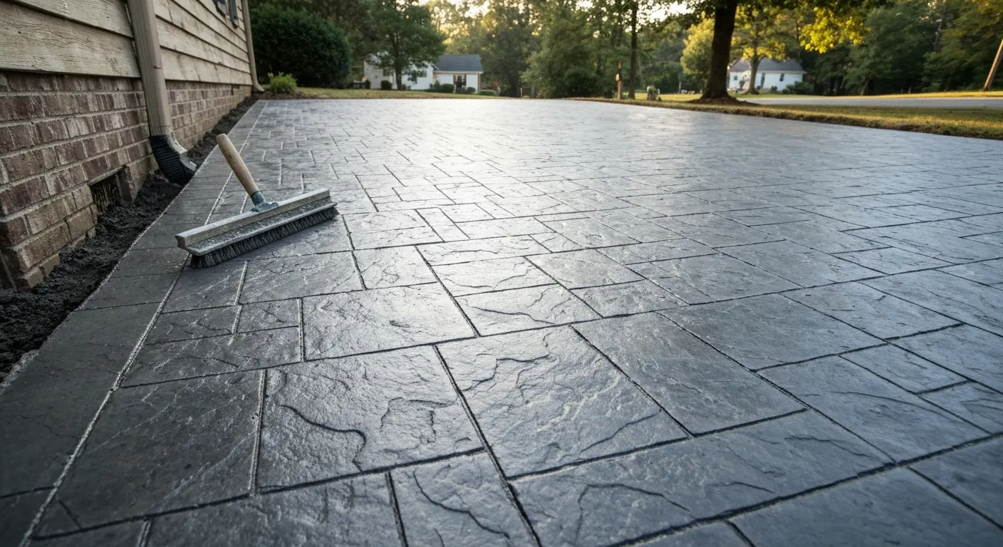 Stamped concrete driveway