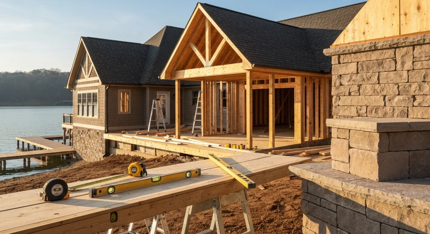 Lake home construction