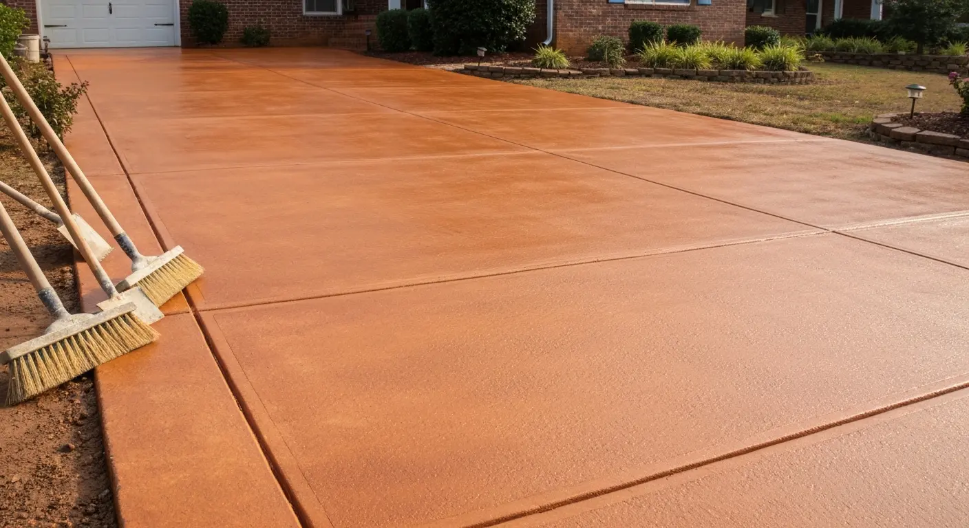 Colored concrete driveway