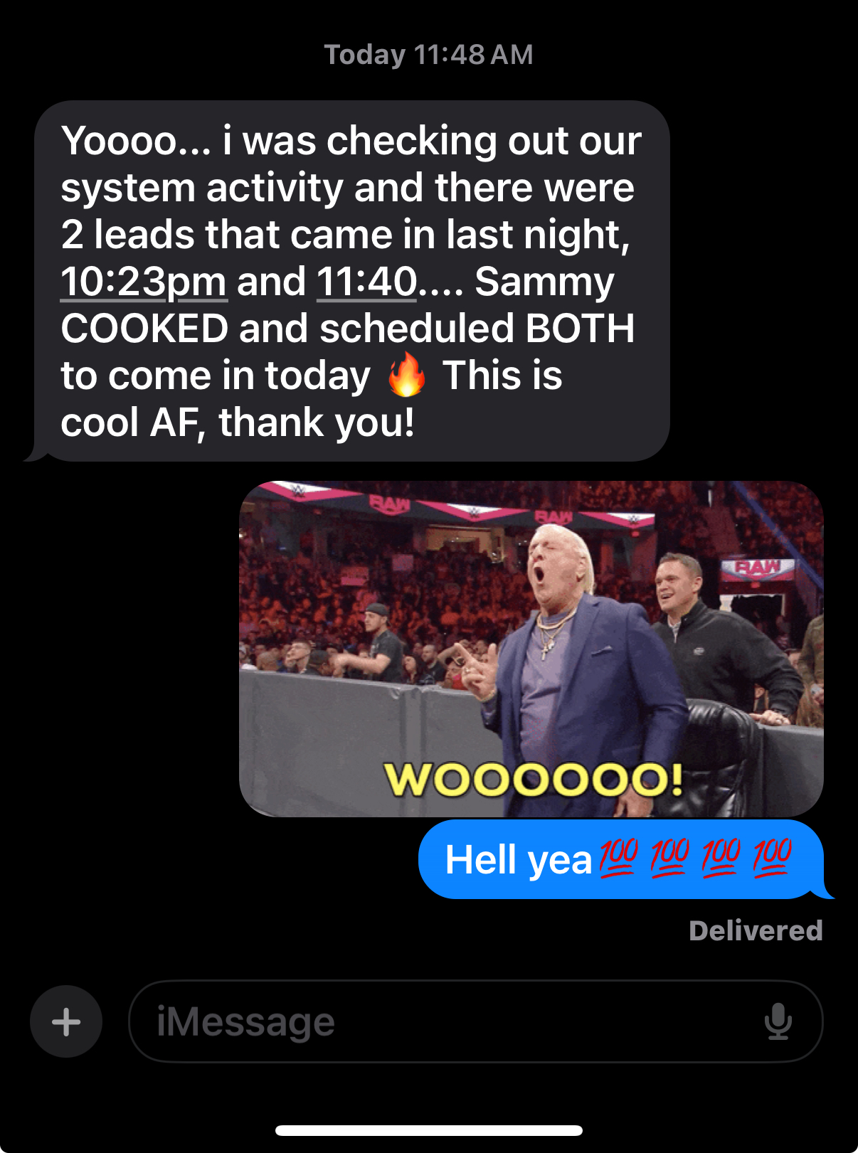 Sammy AI appointment dashboard showing automated bookings