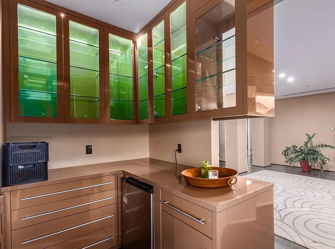 High-gloss painted kitchen cabinets, Canyon Pass by Myk's Woodworking