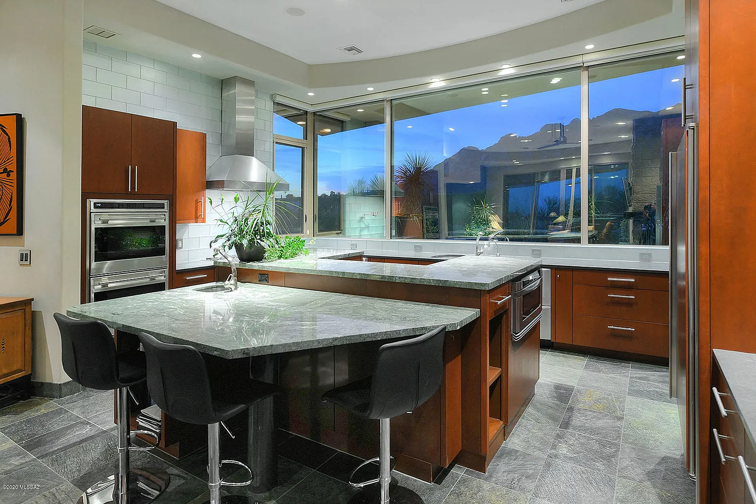 Cherry waterfall island side detail, Pima Canyon kitchen by Myk's Woodworking