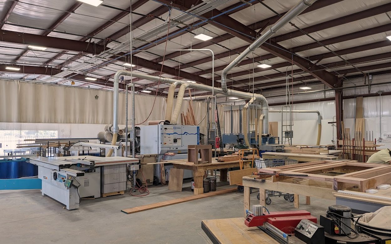 Panel saws and industrial dust collection on the cabinet production floor