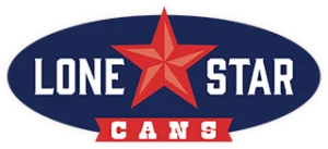 A Lone Star Cans logo featuring a red star on a blue oval, with 'LONE STAR' and 'CANS' in white text.