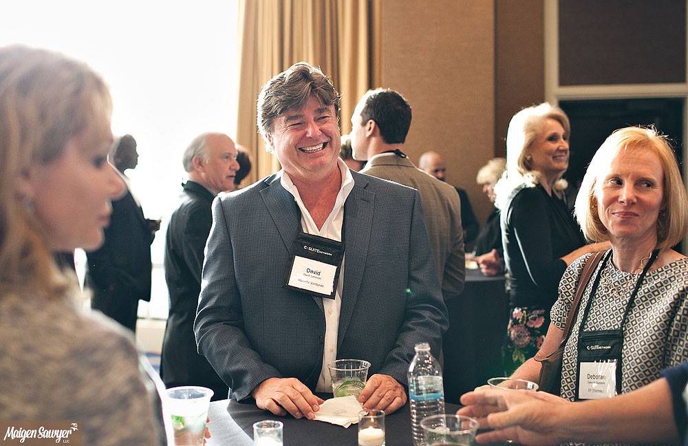 Executives mingling at a reception