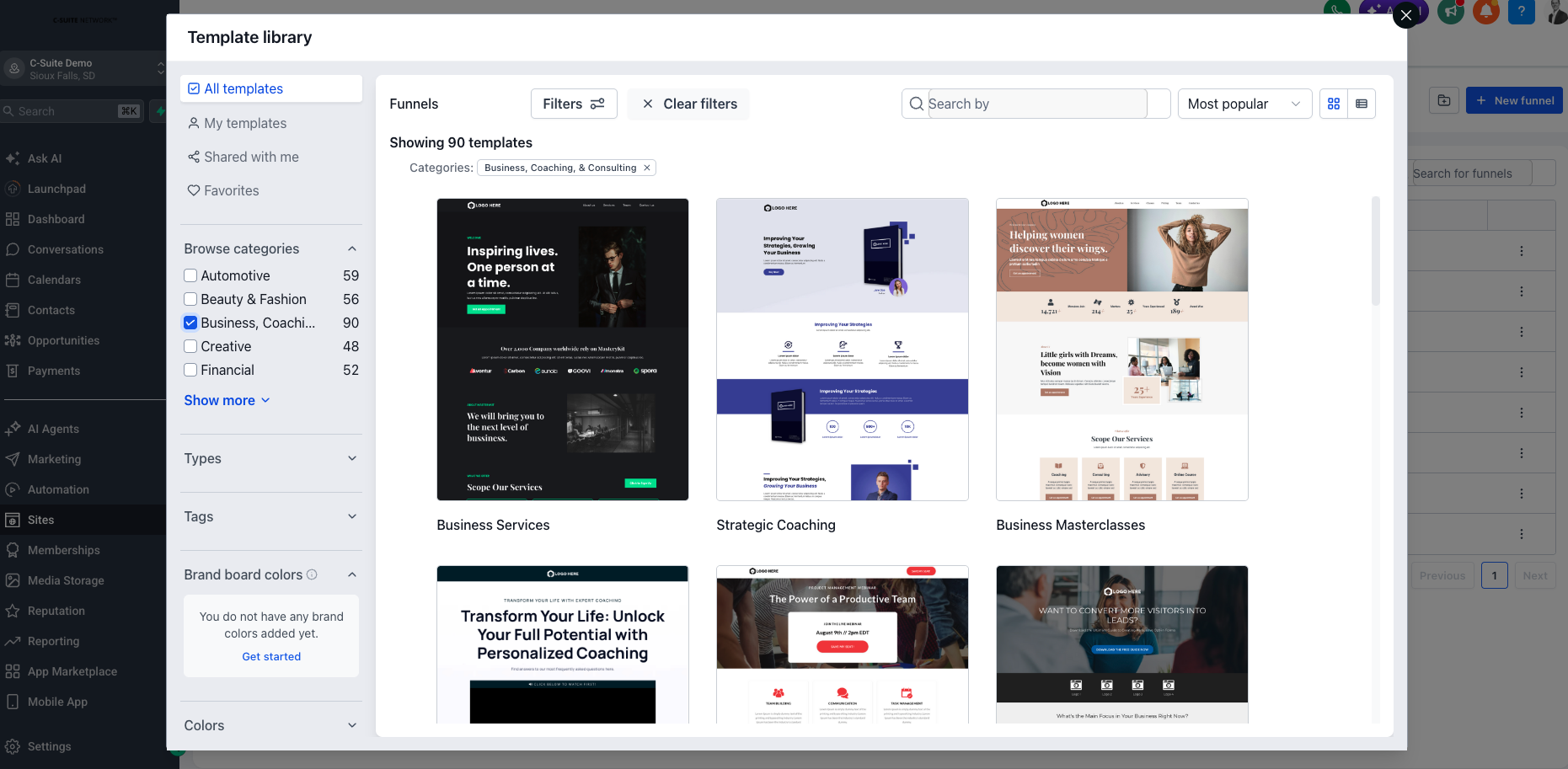 Landing page and funnel templates