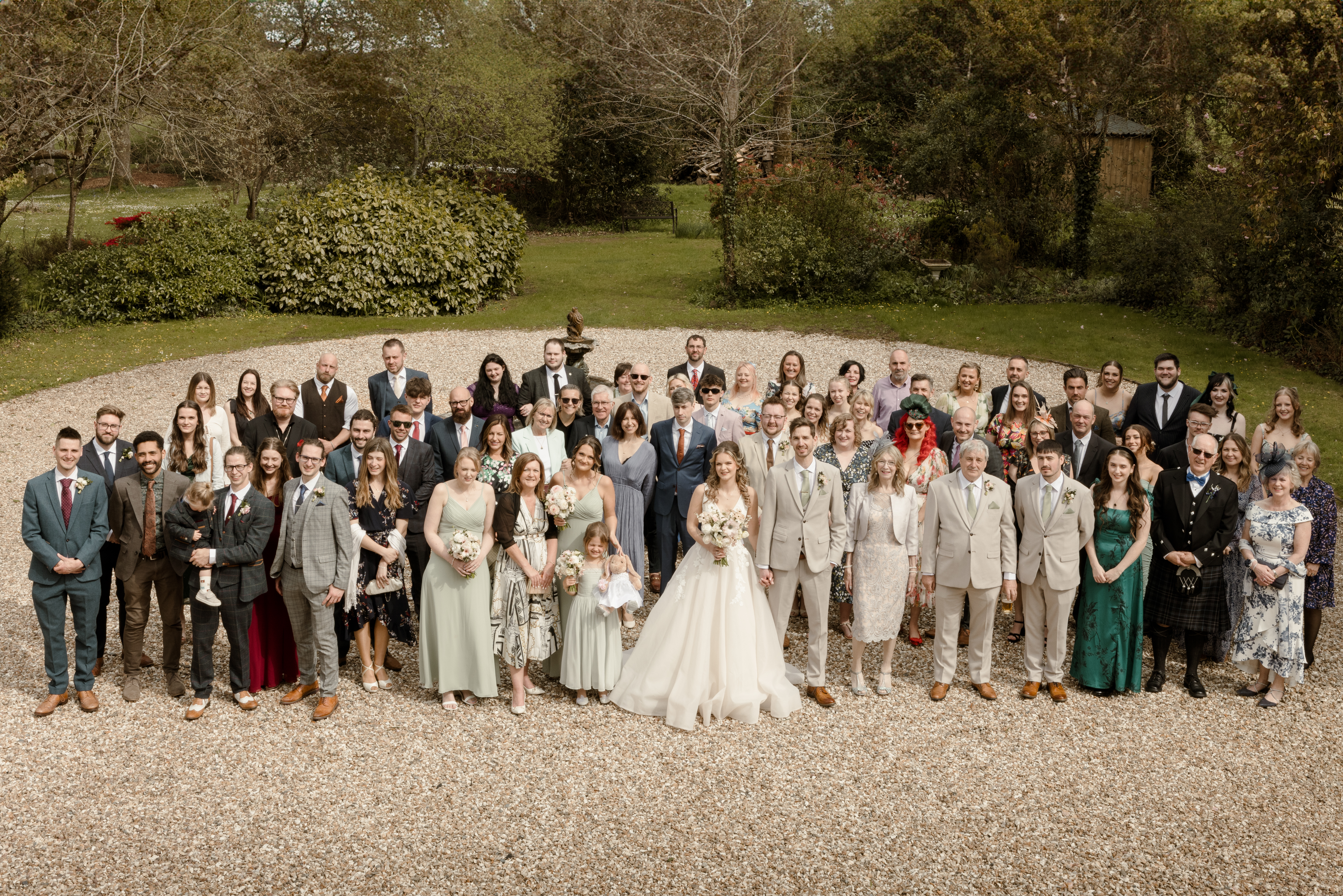 Wedding party by the fountain area