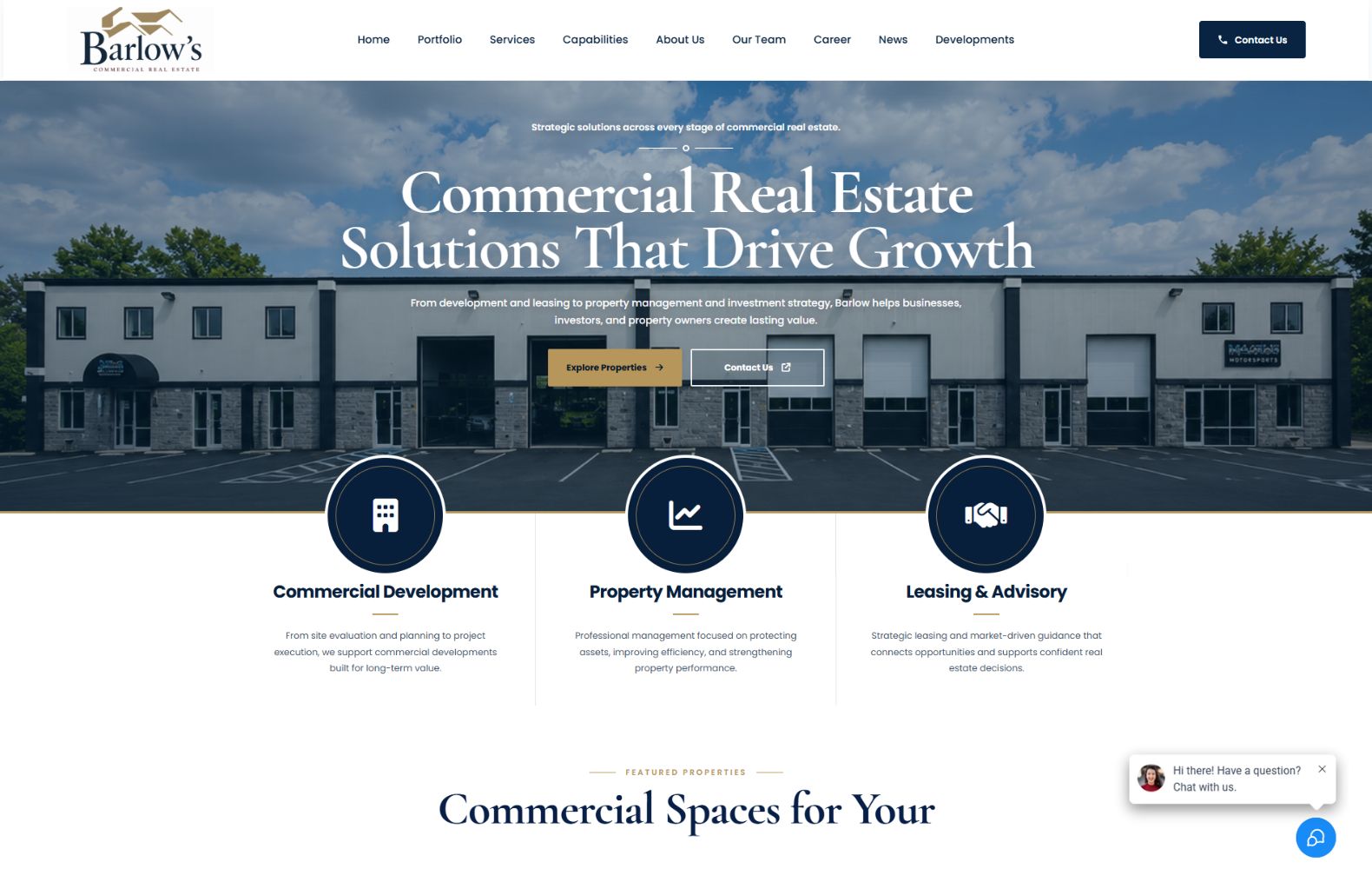 Barlow's commercial real estate website