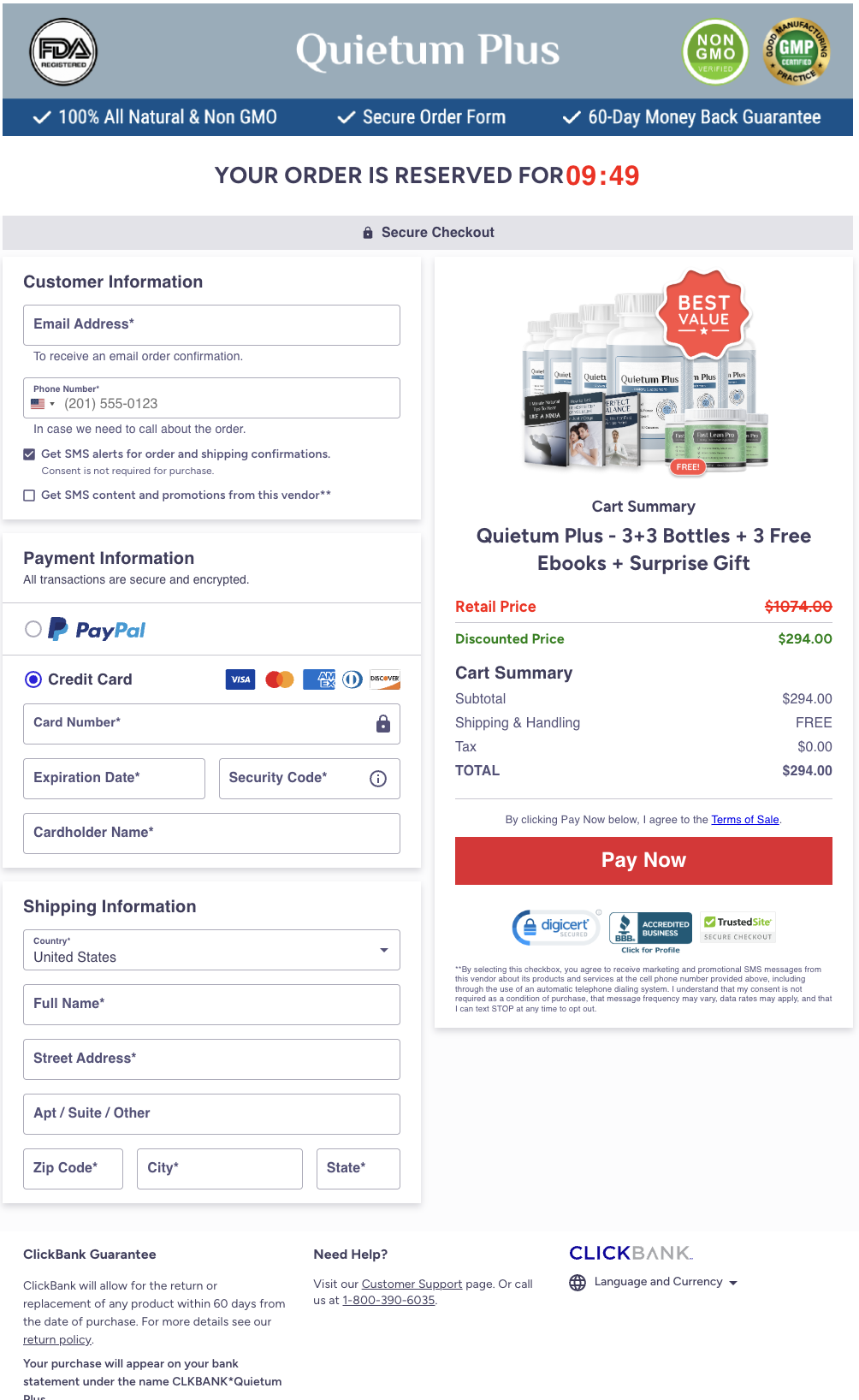 Quietum Plus Order page