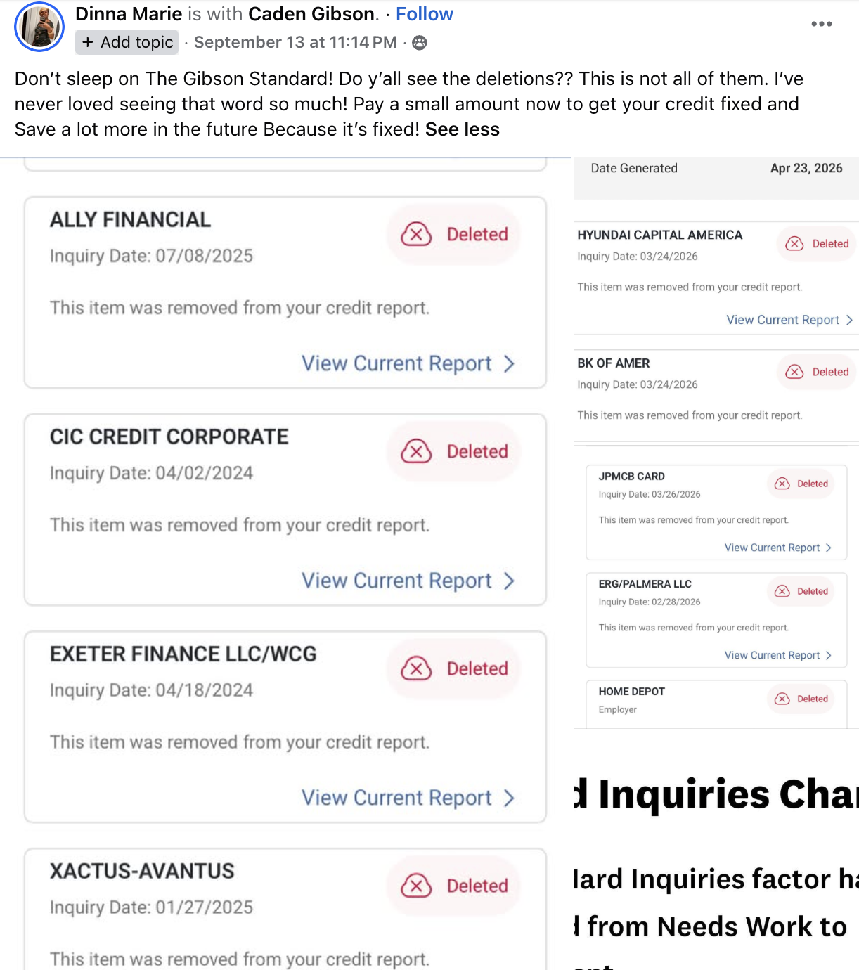 Client credit result