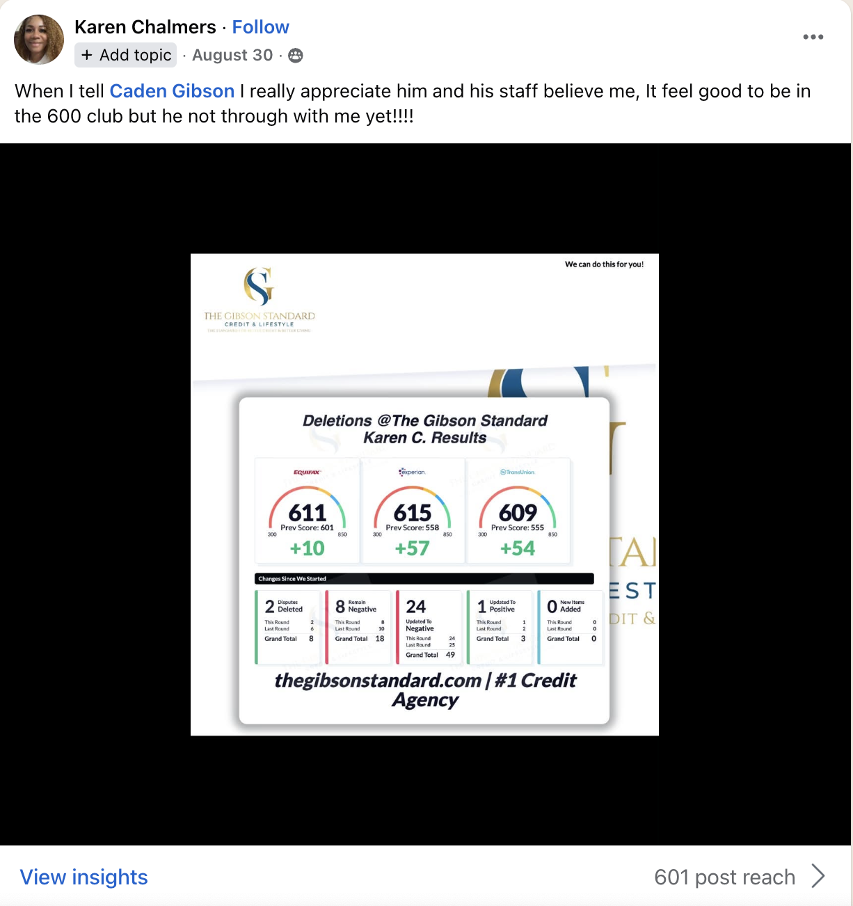 Client credit result