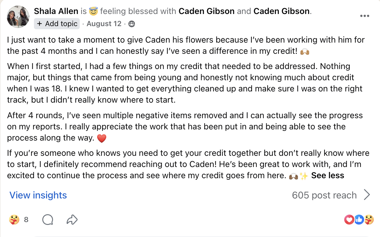 Client testimonial