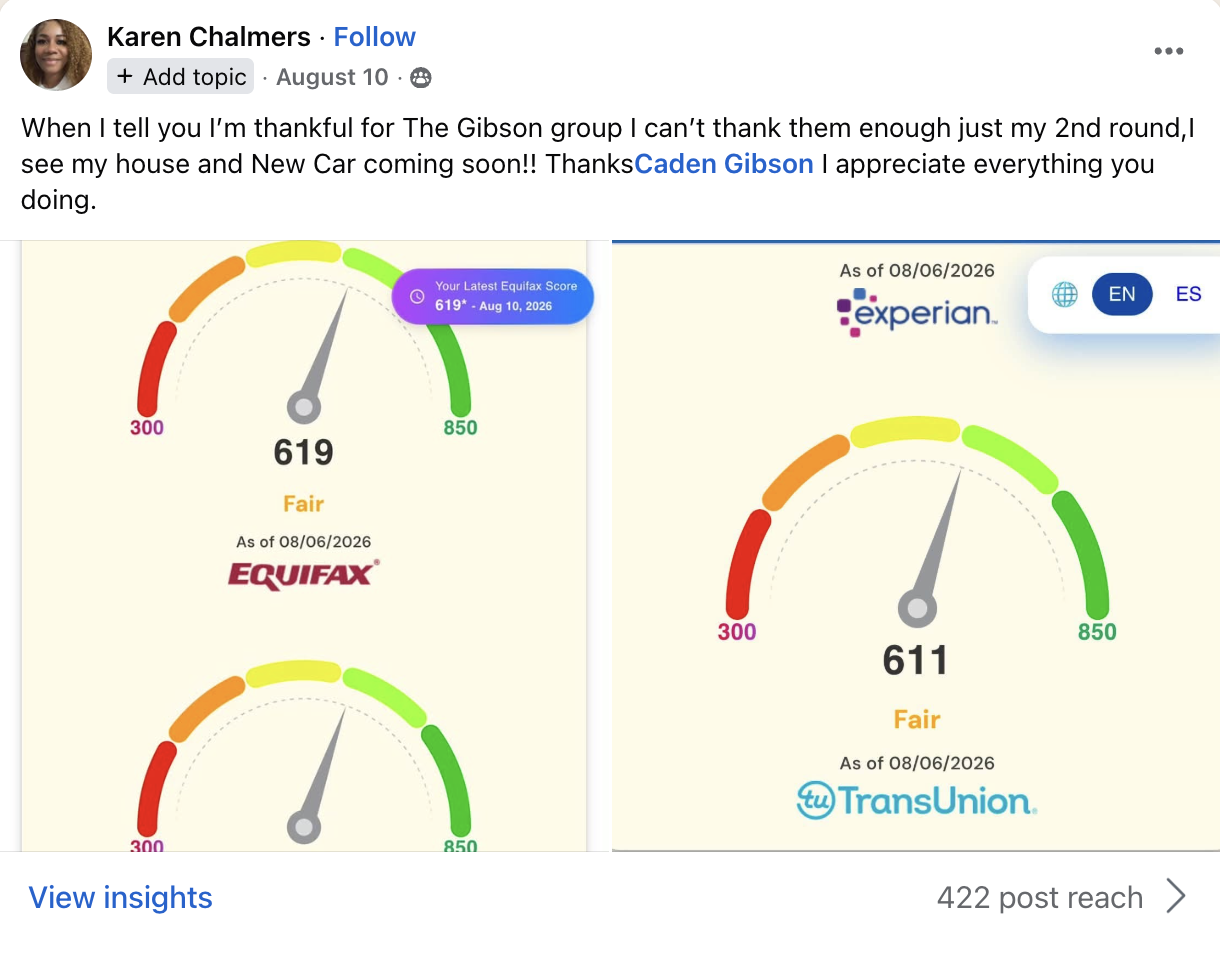 Client credit result