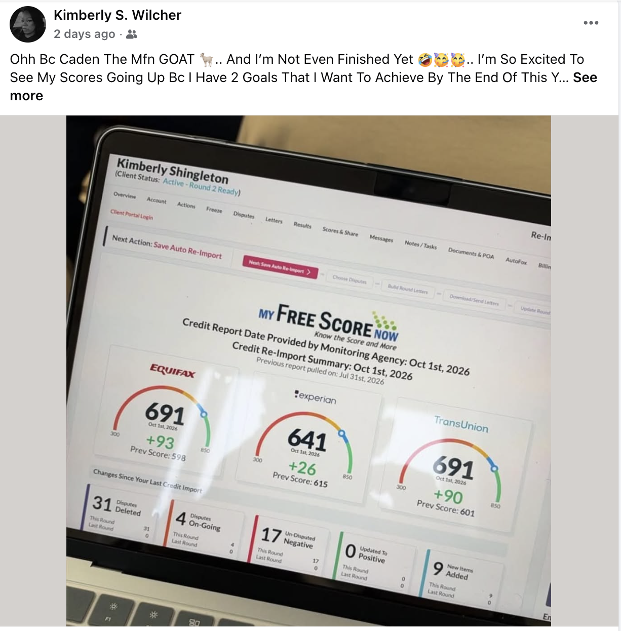 Client credit result