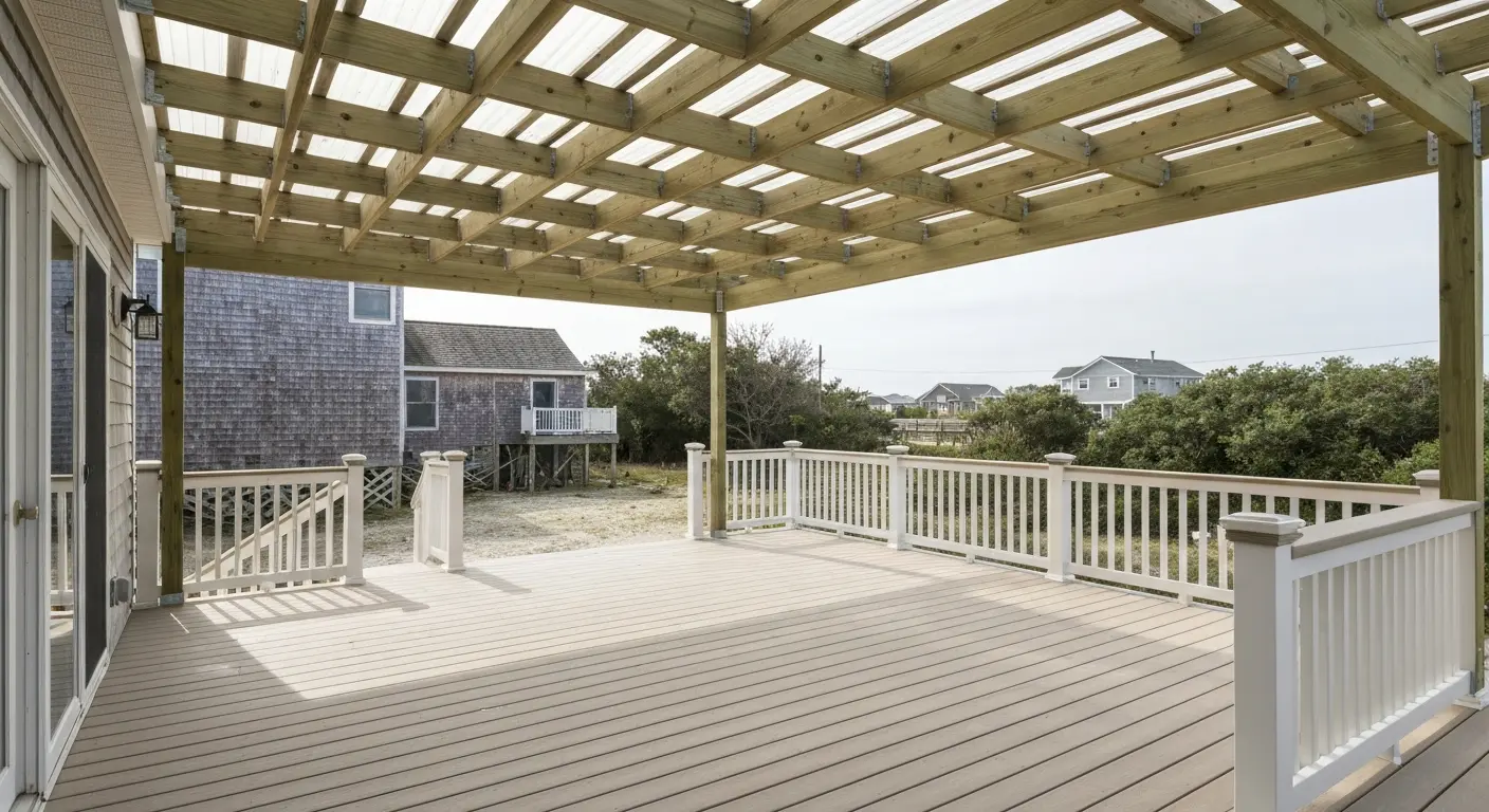 Covered deck with pergola