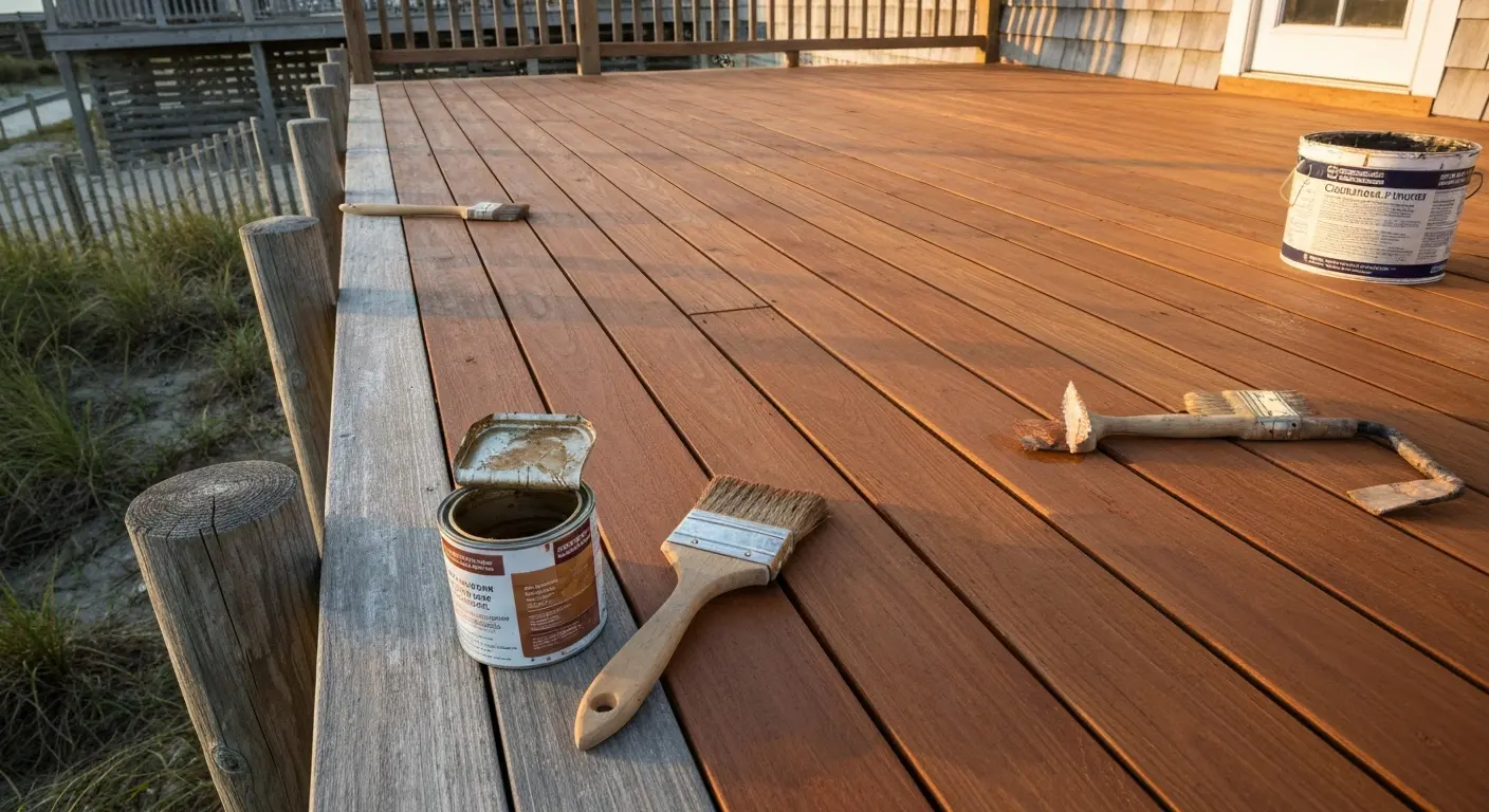 Deck staining and sealing