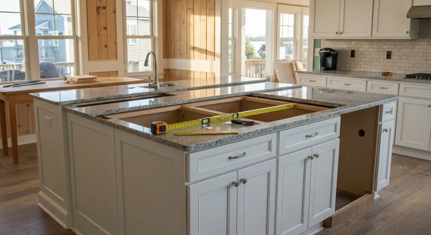 Custom kitchen island installation