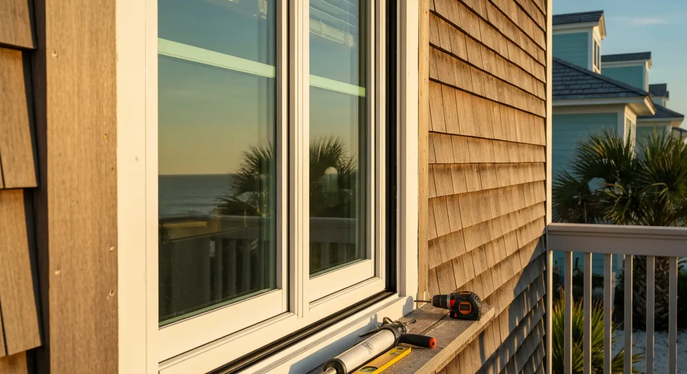 Hurricane-rated window installation