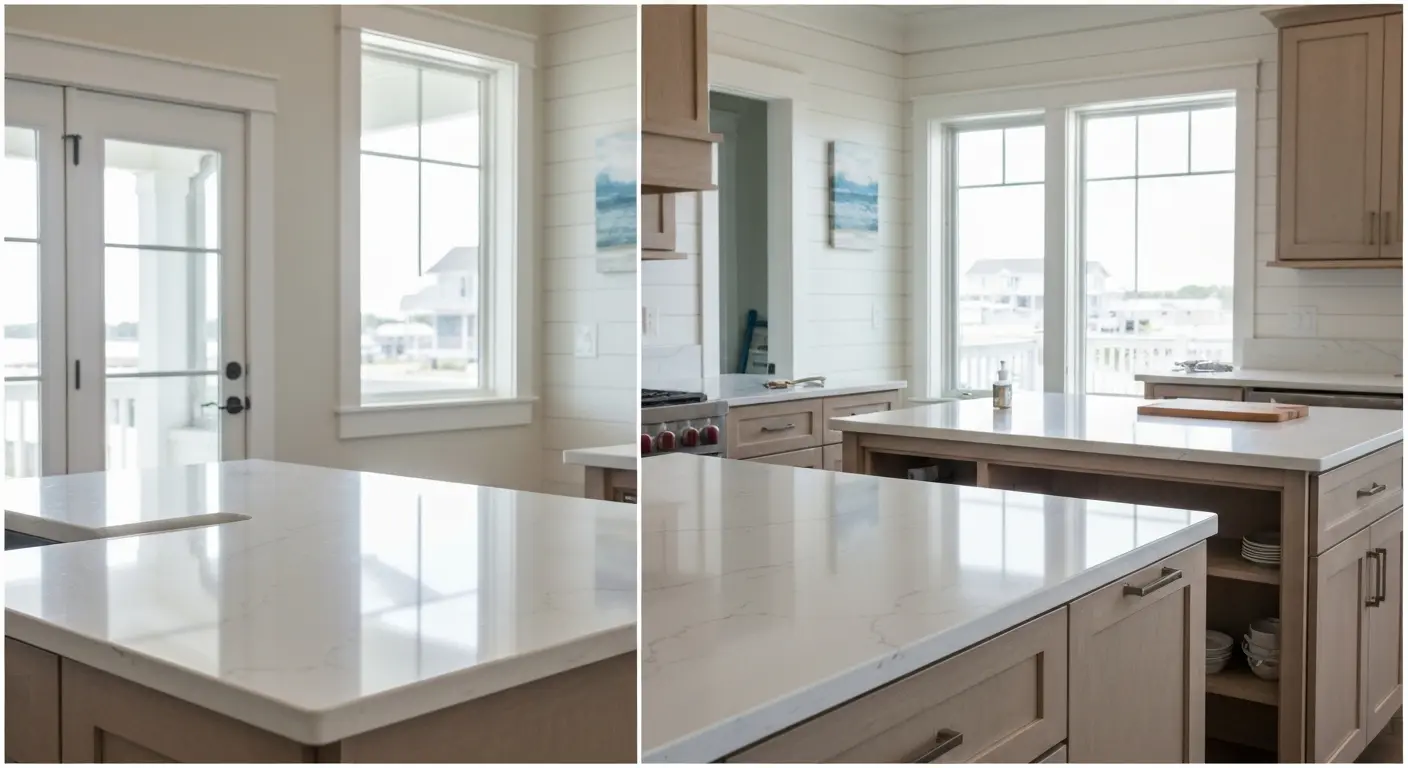 Kitchen island countertop and cabinetry
