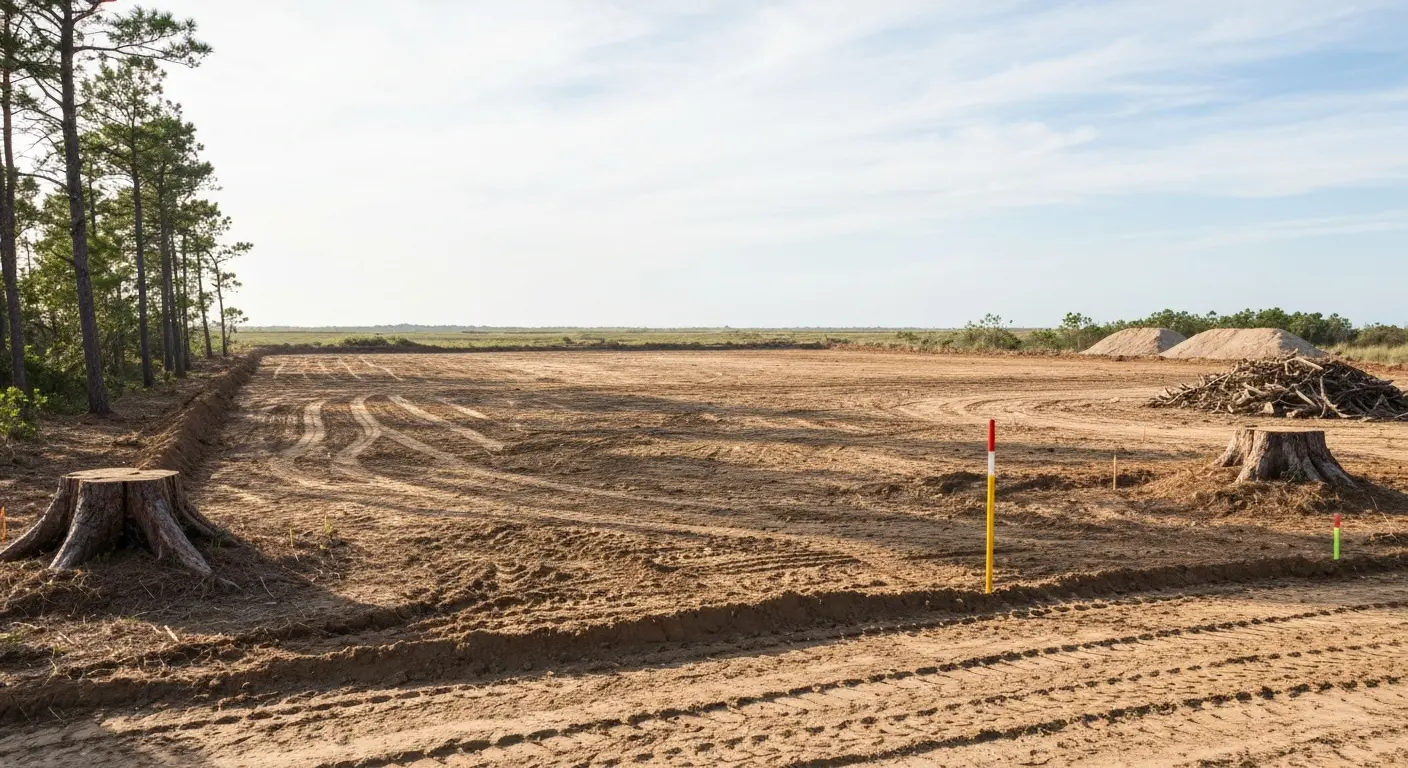 Cleared lot ready for construction